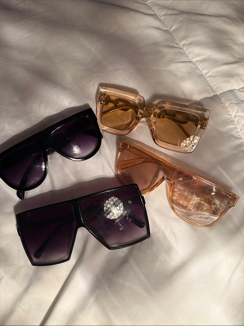 4 pair of Oversized Sunglasses - Black and Amber